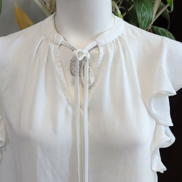 Nordstrom Cream Ruffle Sleeve Blouse - Picture 2 of 7